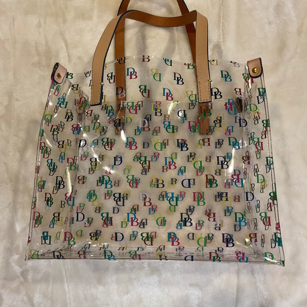 Rooney and Bourke Medium Shopper  Acrylic Clear Tote Bag with Colorful DB Emblem